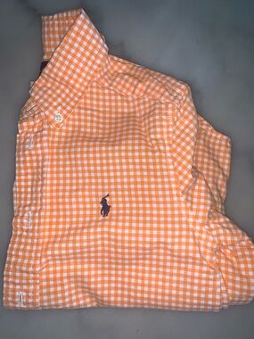 Ralph Lauren Orange and White Gingham Polo Shirt